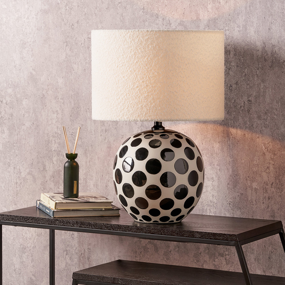 Larisa Black Polka Dot Ceramic Table Lamp - Base Only